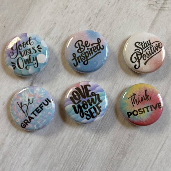 Motivational Pinback Button Set 1" Positive Quote Pins | Good Vibes, Be Inspired - Picture 3 of 3
